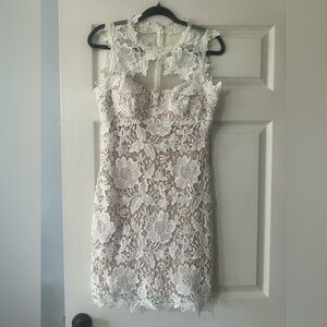 Betsy & Adam White Floral Lace Dress Size 8